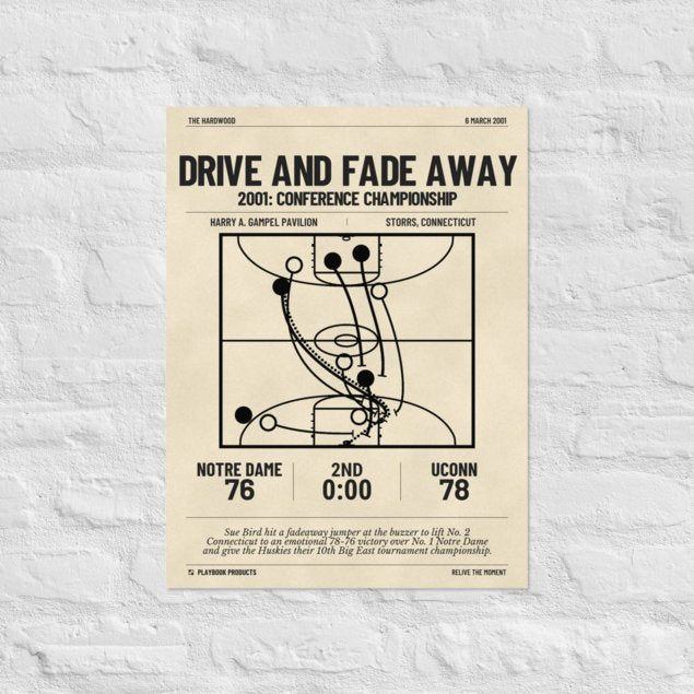Greatest UConn Basketball Women's Plays Poster: Drive and fade away (2001)