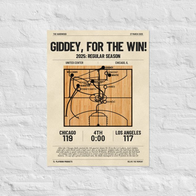 Greatest Chicago Bulls Plays Poster: Giddey, For The Win! (2025)