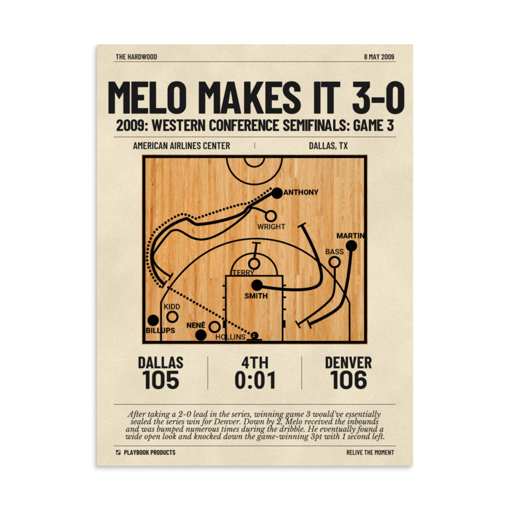 Greatest Denver Nuggets Plays Poster: Melo Makes it 3-0 (2009)