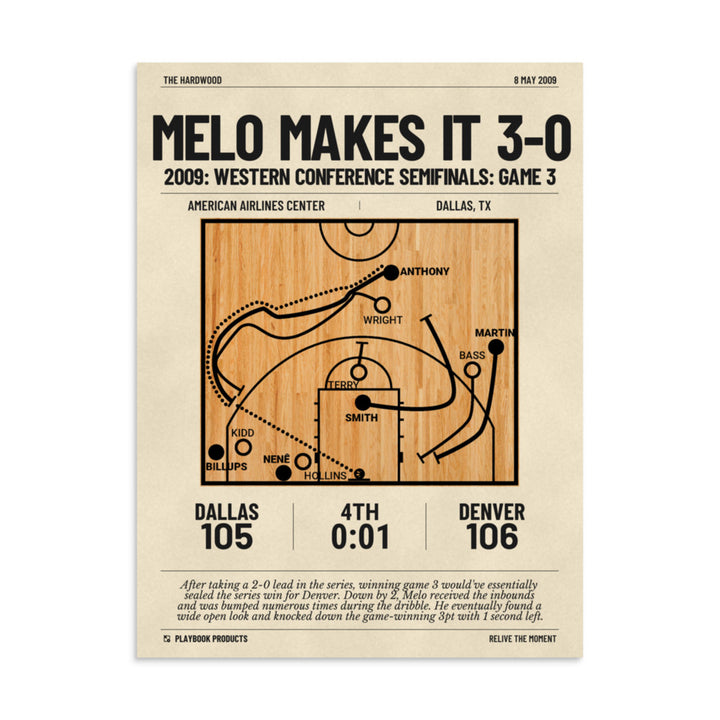 Greatest Denver Nuggets Plays Poster: Melo Makes it 3-0 (2009)