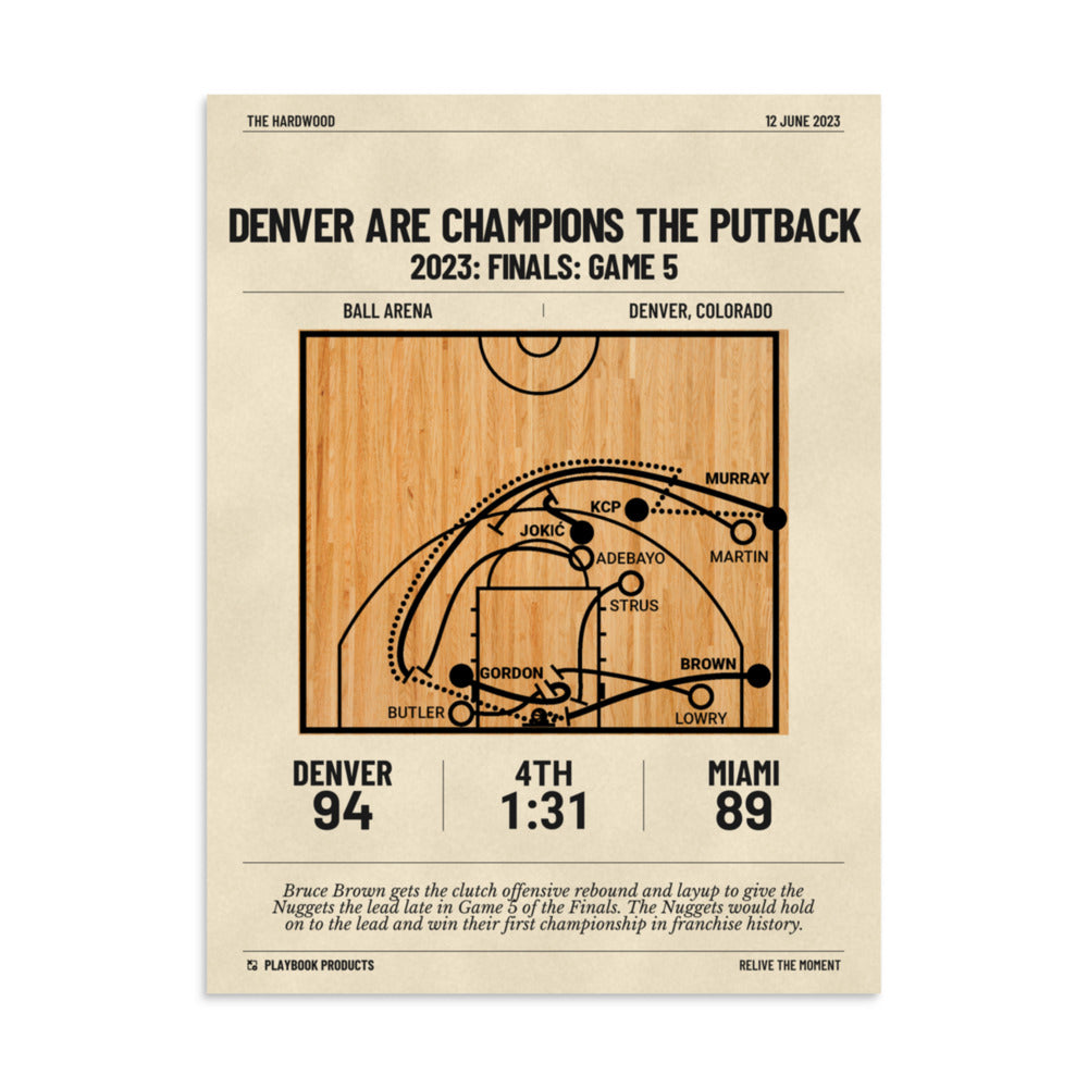 Greatest Denver Nuggets Plays Poster: Denver are Champions The Putback (2023)