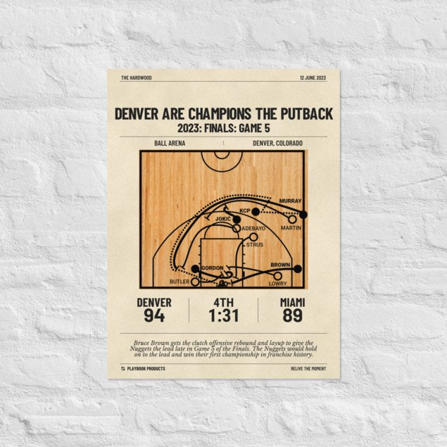 Greatest Denver Nuggets Plays Poster: Denver are Champions The Putback (2023)