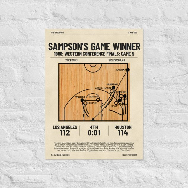 Greatest Houston Rockets Plays Poster: Sampson's game winner (1986)