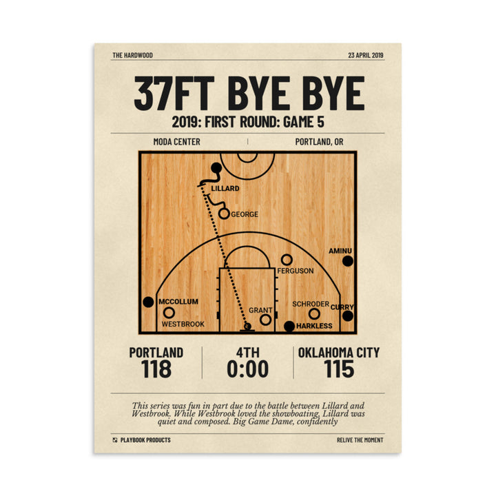 Greatest Portland Trail Blazers Plays Poster: 37ft Bye Bye (2019)