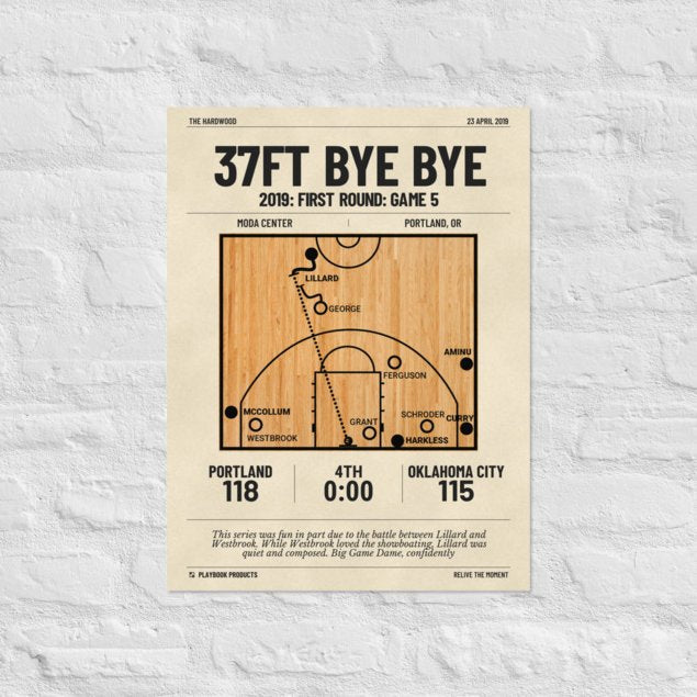 Greatest Portland Trail Blazers Plays Poster: 37ft Bye Bye (2019)