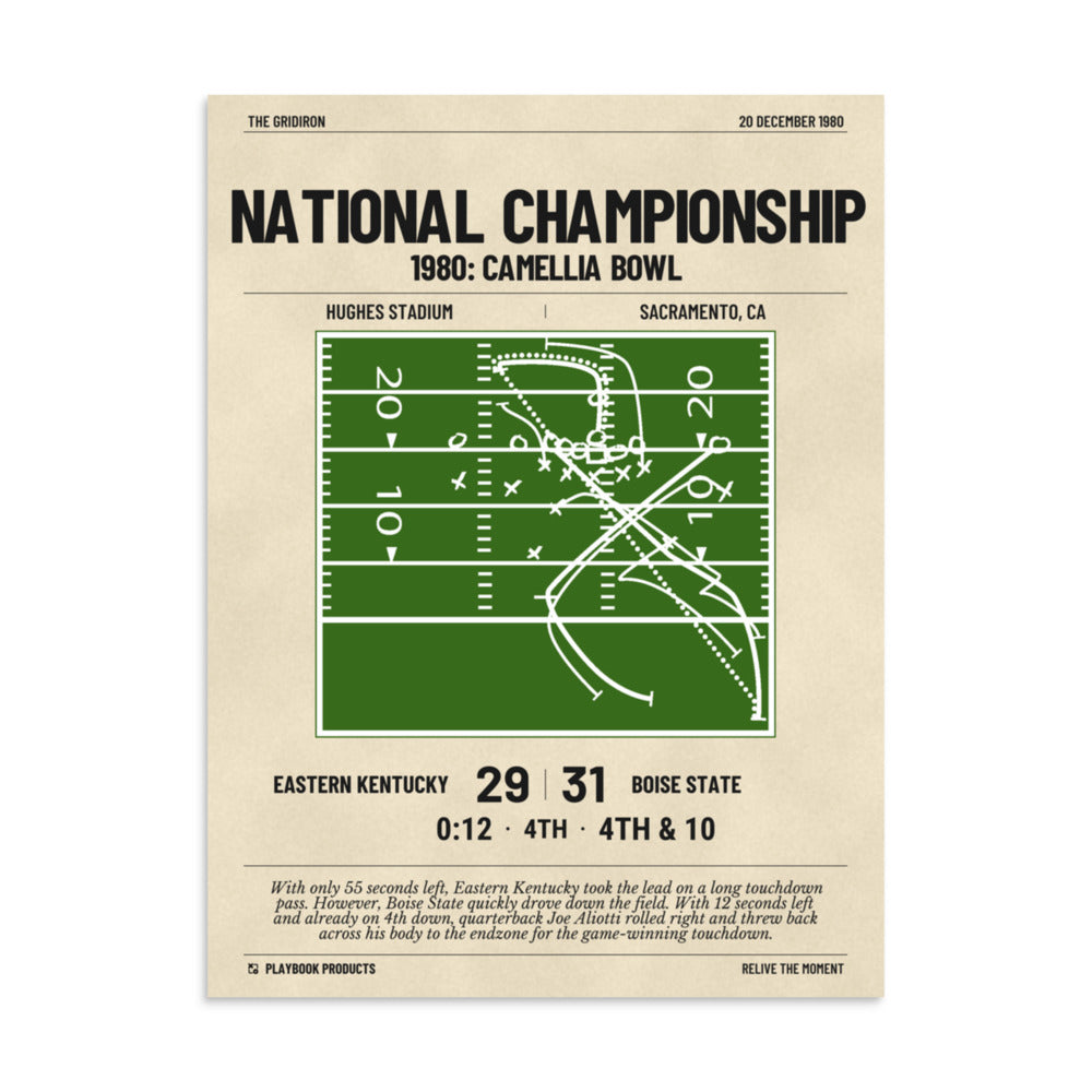 Greatest Boise State Football Plays Poster: National Championship (1980)