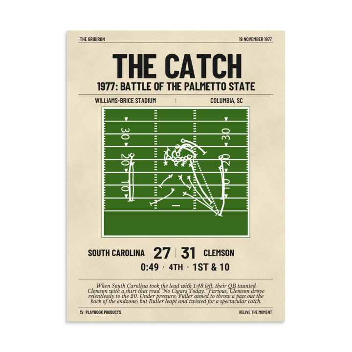 Greatest Clemson Football Plays Poster: The Catch (1977)