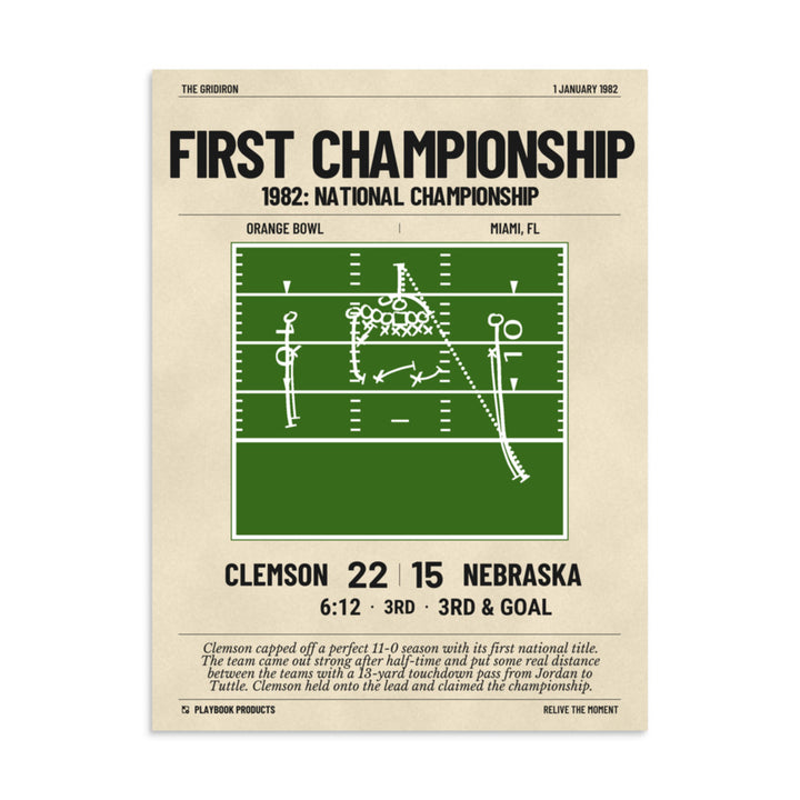 Greatest Clemson Football Plays Poster: First championship (1982)
