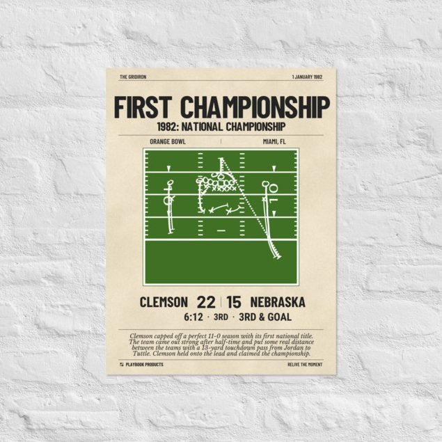 Greatest Clemson Football Plays Poster: First championship (1982)