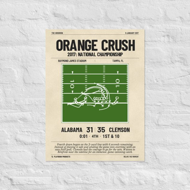 Greatest Clemson Football Plays Poster: Orange Crush (2017)
