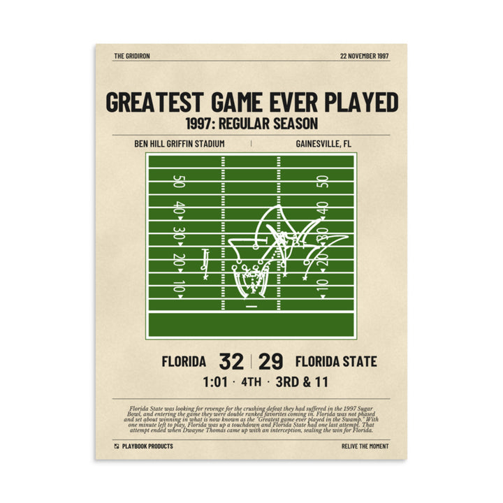 Greatest Florida Football Plays Poster: Greatest Game Ever Played (1997)
