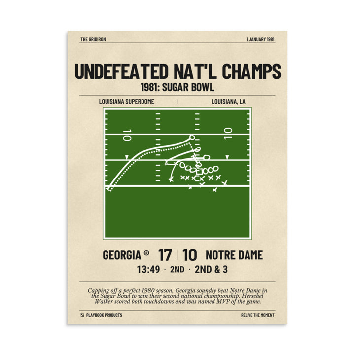 Greatest Georgia Football Plays Poster: Undefeated Nat'l Champs (1981)