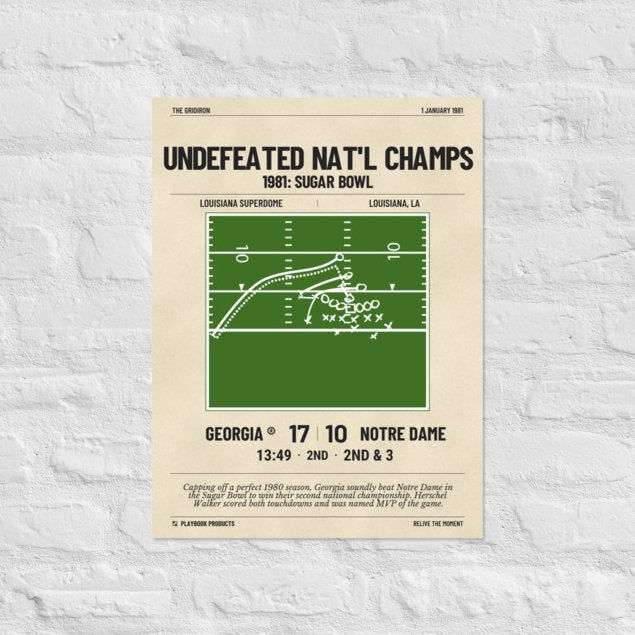 Greatest Georgia Football Plays Poster: Undefeated Nat'l Champs (1981)