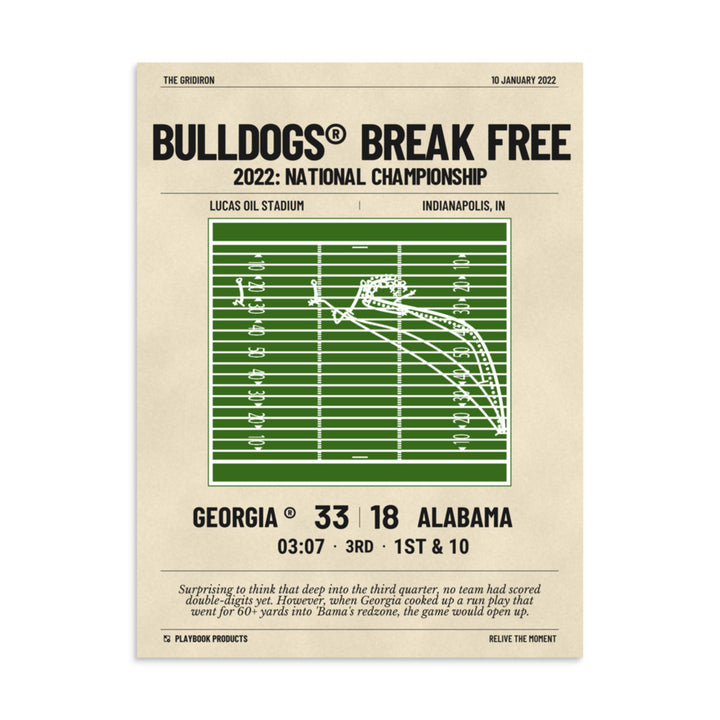 Greatest Georgia Football Plays Poster: Bulldogs® break free (2022)