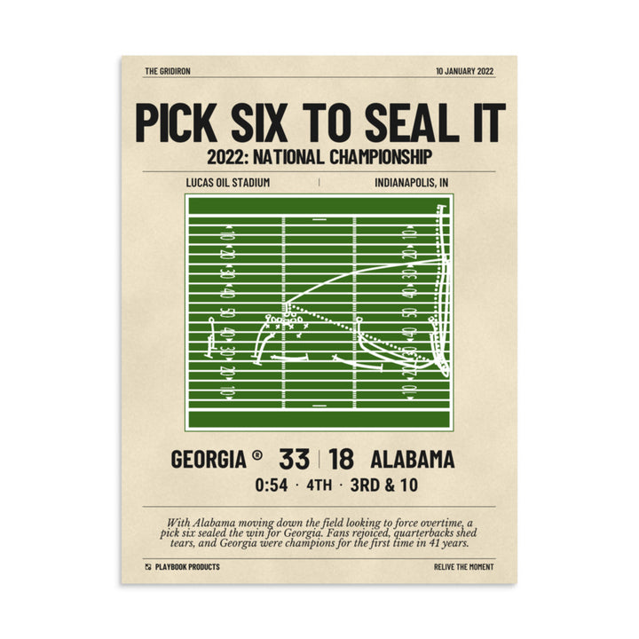 Greatest Georgia Football Plays Poster: Pick six to seal it (2022)