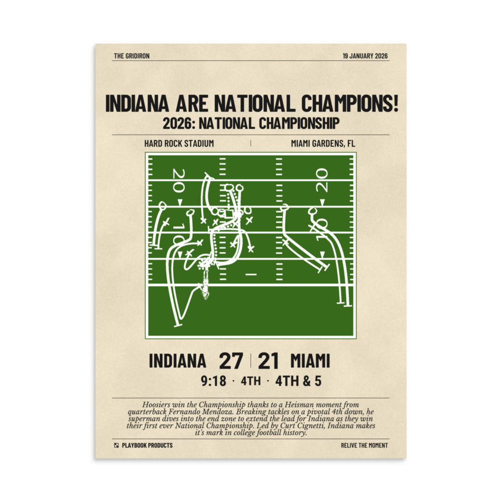 Greatest Indiana Football Plays Poster: Indiana Are National Champions! (2026)
