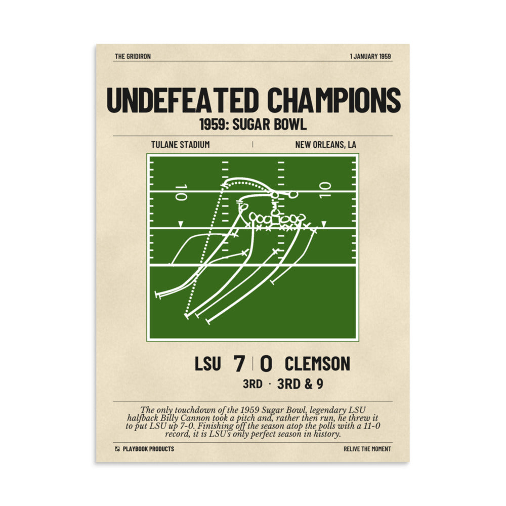 Greatest LSU Football Plays Poster: Undefeated Champions (1959)