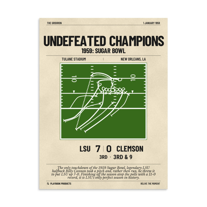 Greatest LSU Football Plays Poster: Undefeated Champions (1959)