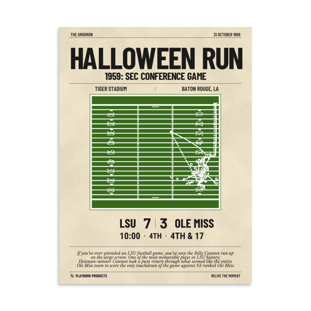 Greatest LSU Football Plays Poster: Halloween run (1959)