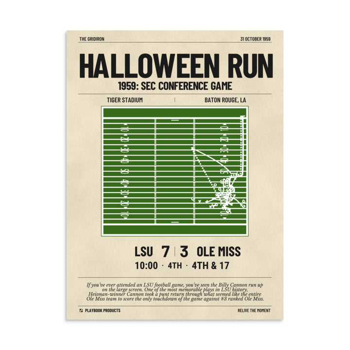 Greatest LSU Football Plays Poster: Halloween run (1959)