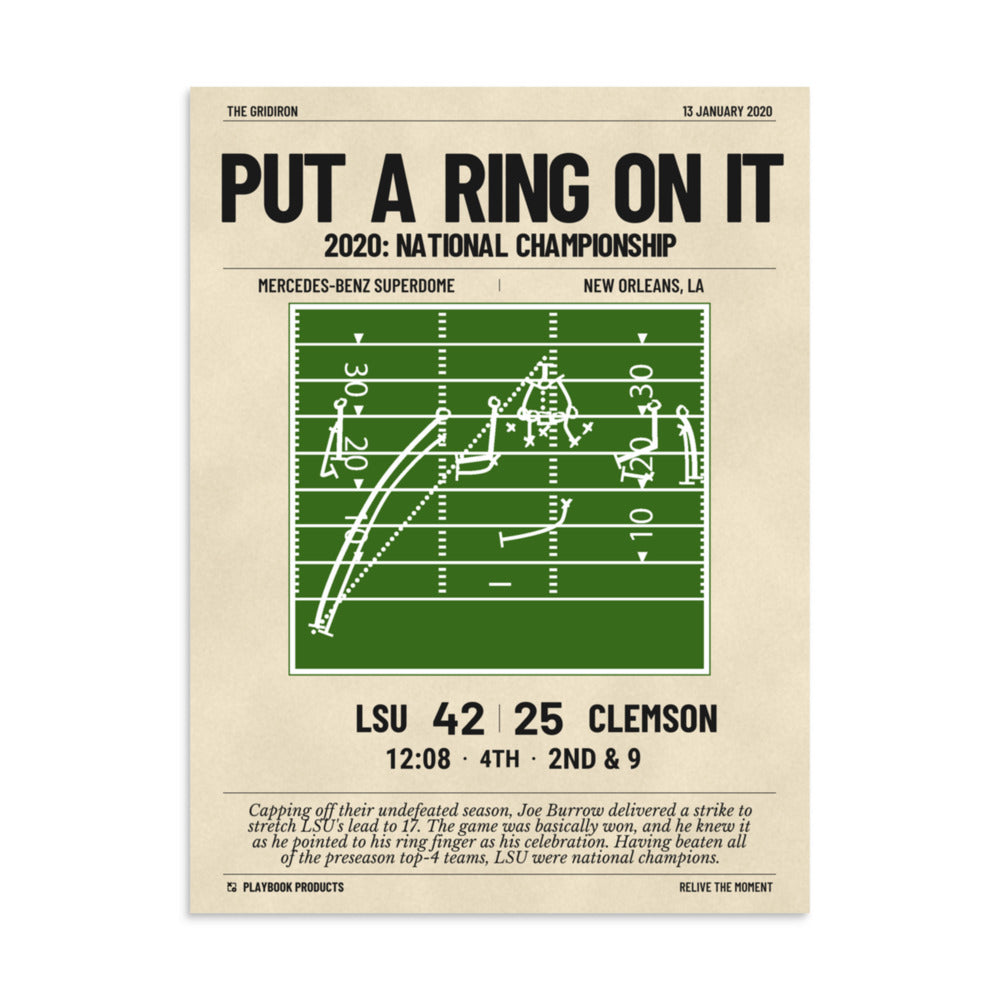 Greatest LSU Football Plays Poster: Put a ring on it (2020)