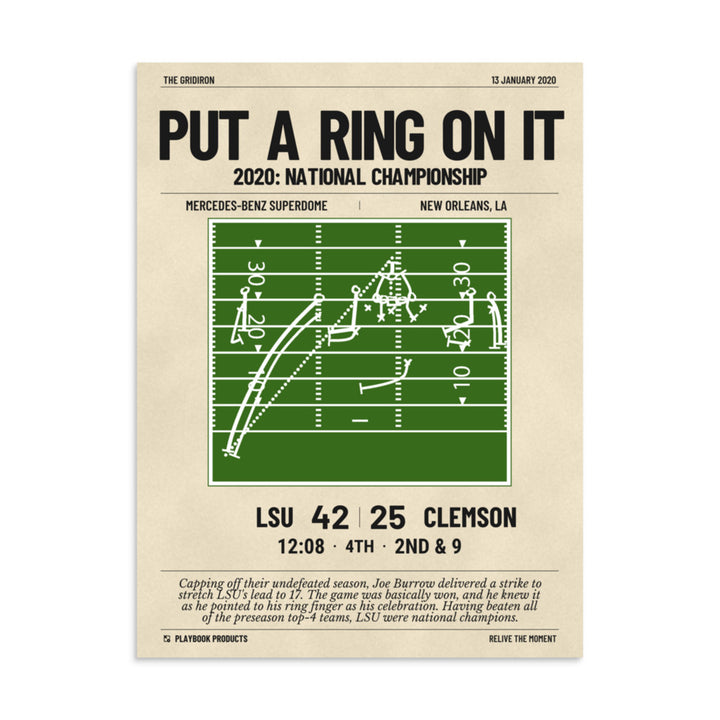 Greatest LSU Football Plays Poster: Put a ring on it (2020)
