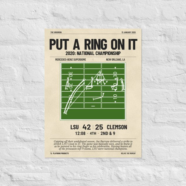 Greatest LSU Football Plays Poster: Put a ring on it (2020)