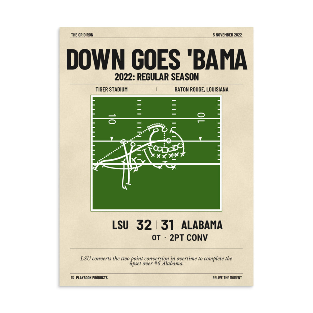 Greatest LSU Football Plays Poster: Down goes 'Bama (2022)