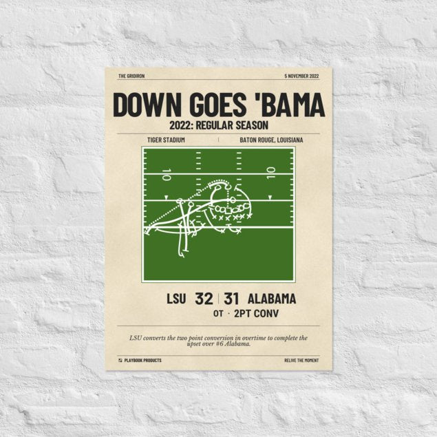 Greatest LSU Football Plays Poster: Down goes 'Bama (2022)