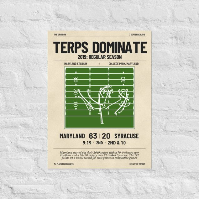 Greatest Maryland Football Plays Poster: Terps Dominate (2019)