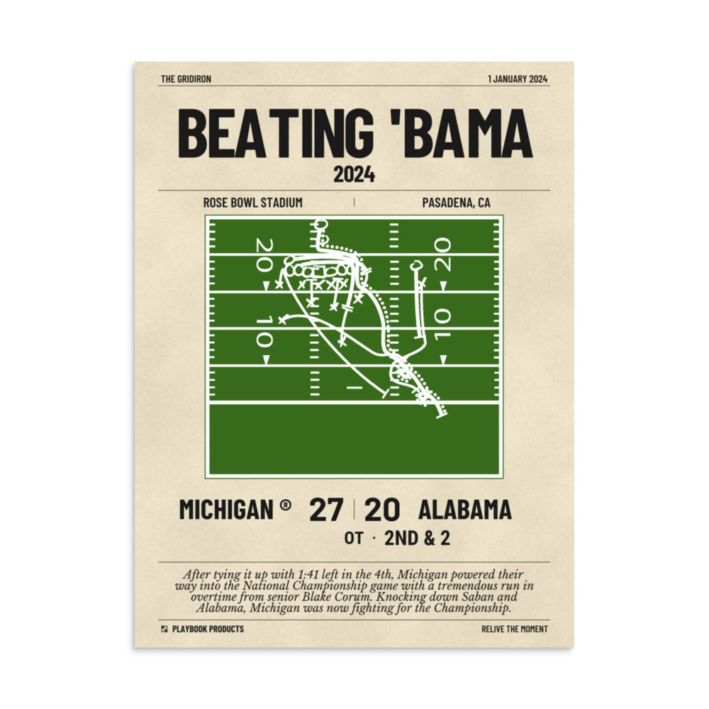 Greatest Michigan Football Plays Poster: Beating 'Bama (2024)