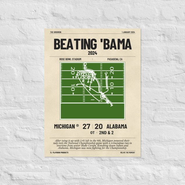 Greatest Michigan Football Plays Poster: Beating 'Bama (2024)