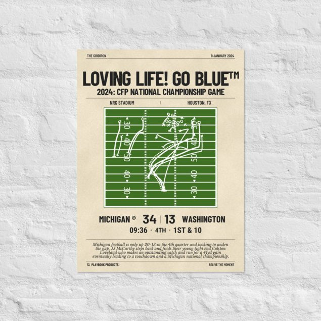 Greatest Michigan Football Plays Poster: Loving Life! (2024)