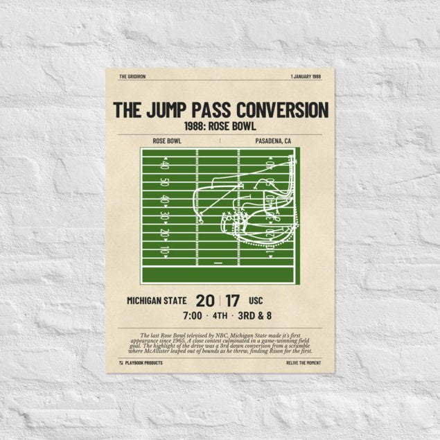 Greatest Michigan State Football Plays Poster: The jump pass conversion (1988)
