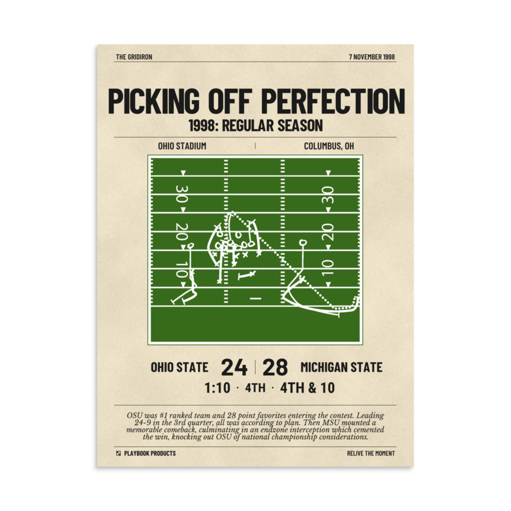 Greatest Michigan State Football Plays Poster: Picking Off Perfection (1998)
