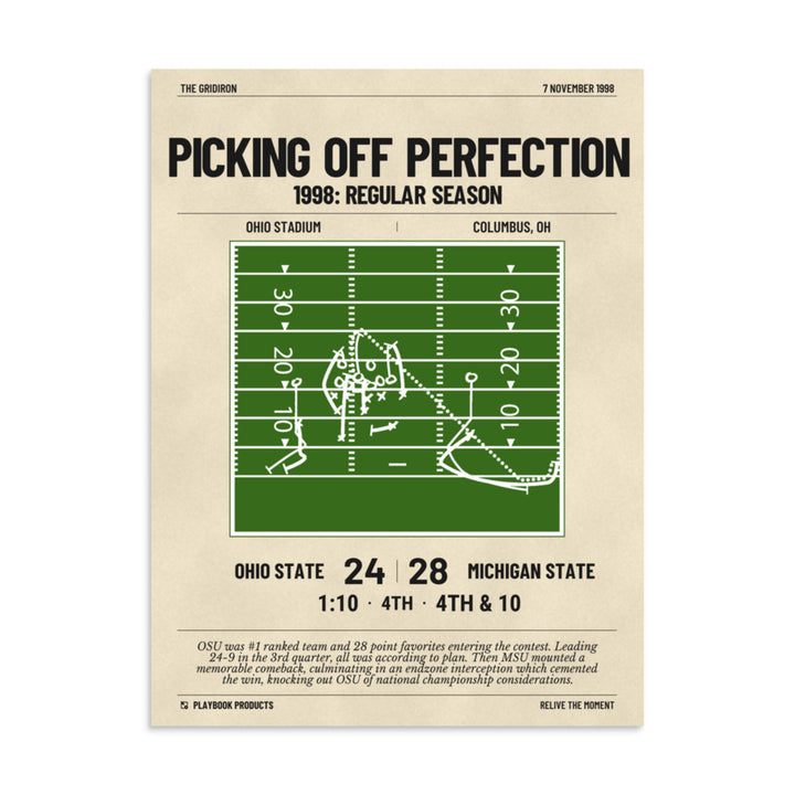 Greatest Michigan State Football Plays Poster: Picking Off Perfection (1998)