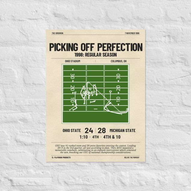 Greatest Michigan State Football Plays Poster: Picking Off Perfection (1998)