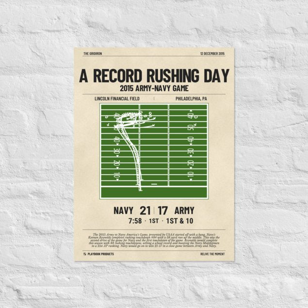 Greatest Navy Football Plays Poster: A Record Rushing Day (2015)