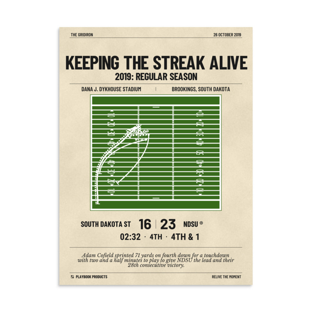 Greatest North Dakota State Football Plays Poster: Keeping the streak alive (2019)