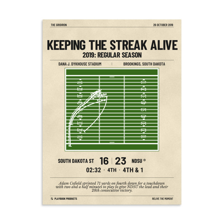 Greatest North Dakota State Football Plays Poster: Keeping the streak alive (2019)
