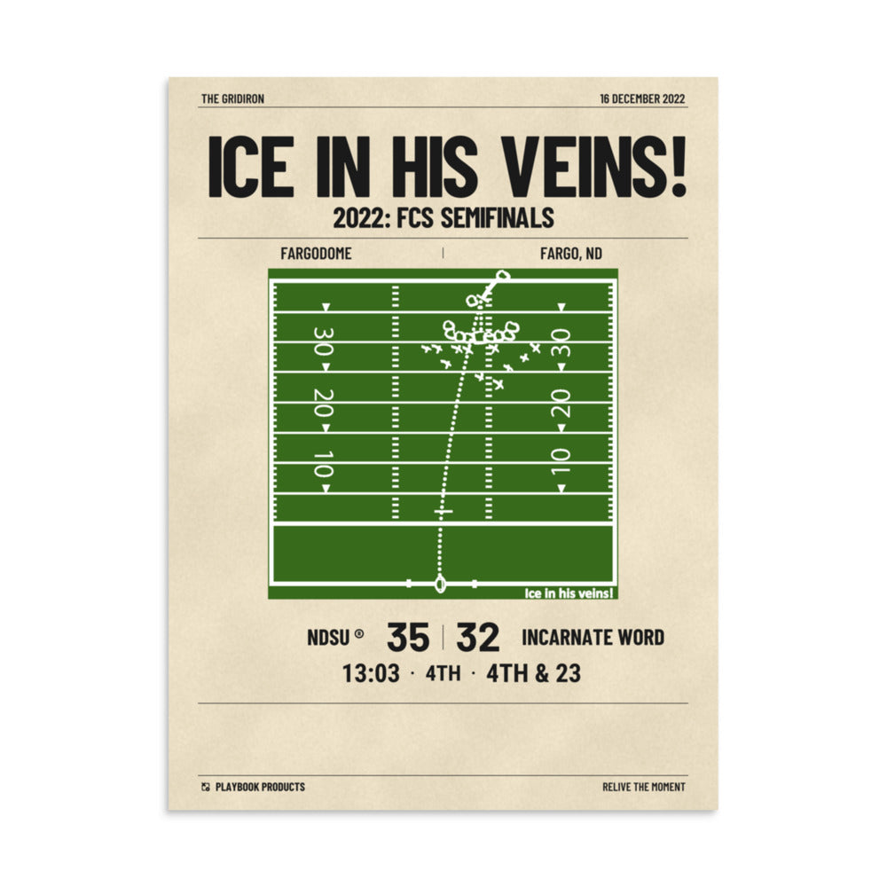 Greatest North Dakota State Football Plays Poster:  Ice in his veins! (2022)