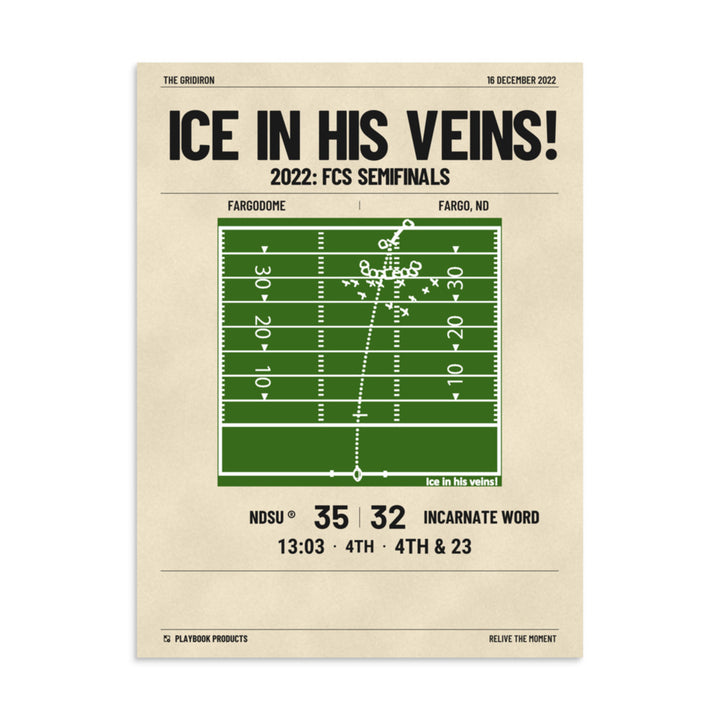 Greatest North Dakota State Football Plays Poster:  Ice in his veins! (2022)