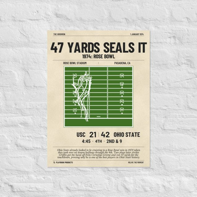 Greatest Ohio State Football Plays Poster: 47 yards seals it (1974)