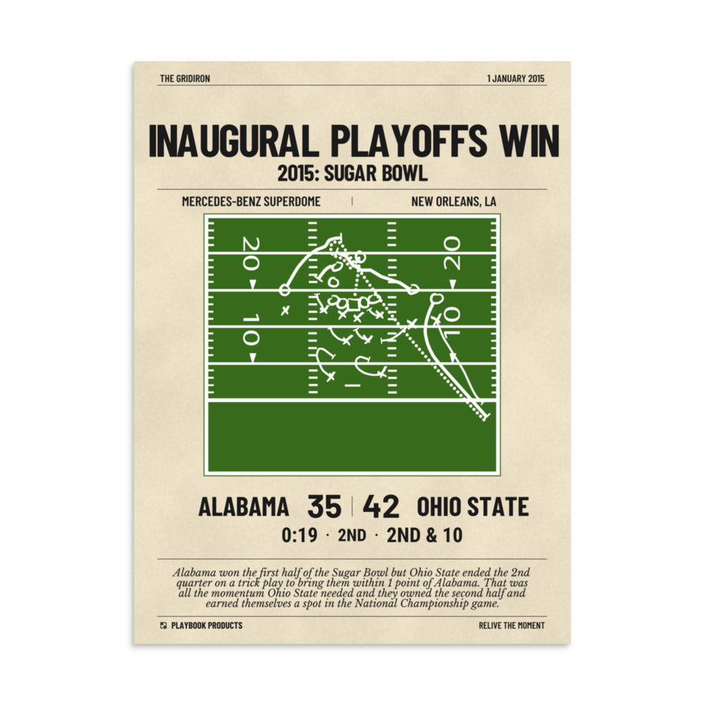 Greatest Ohio State Football Plays Poster: Inaugural Playoffs Win (2015)