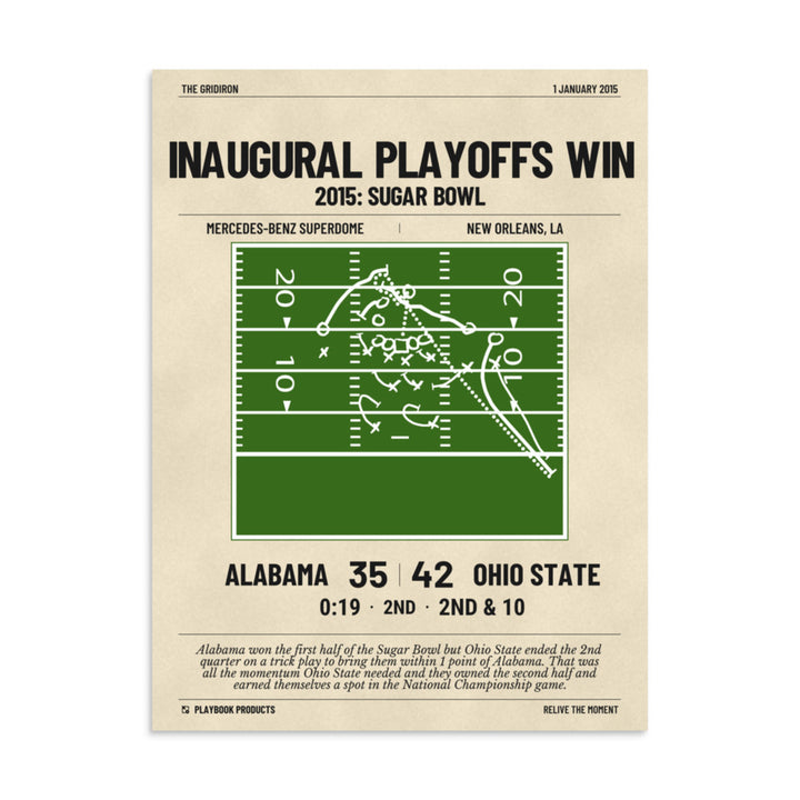 Greatest Ohio State Football Plays Poster: Inaugural Playoffs Win (2015)