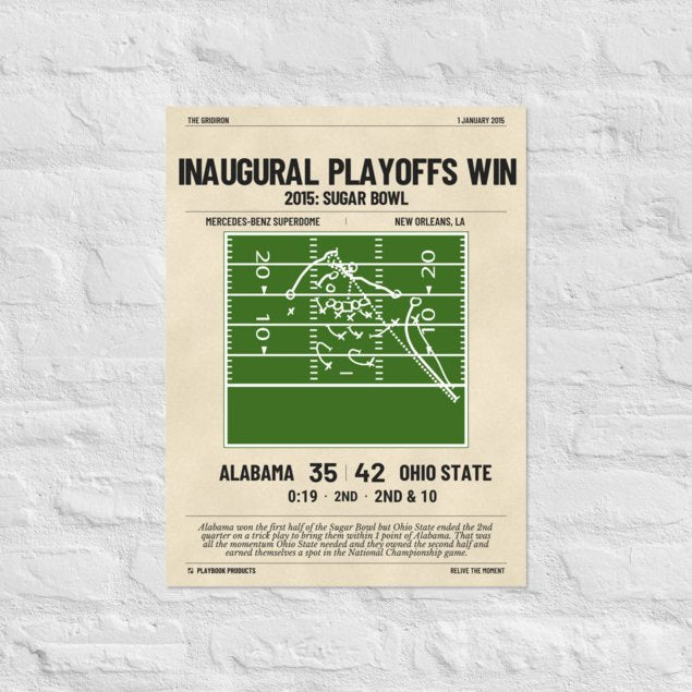 Greatest Ohio State Football Plays Poster: Inaugural Playoffs Win (2015)