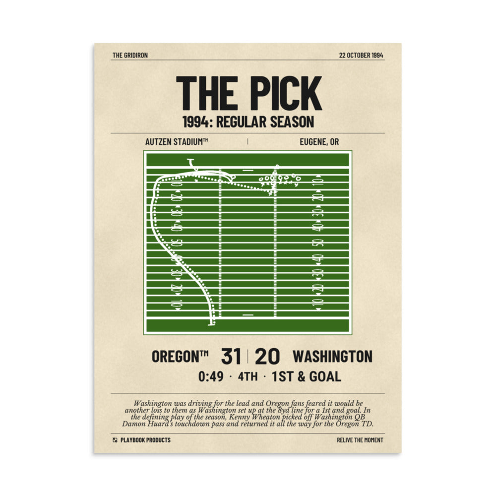 Greatest Oregon Football Plays Poster: The Pick (1994)