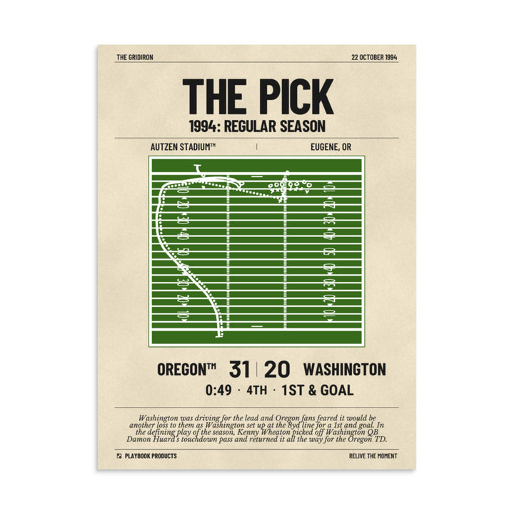 Greatest Oregon Football Plays Poster: The Pick (1994)