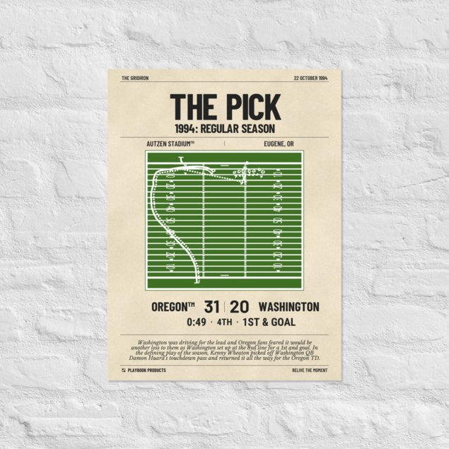 Greatest Oregon Football Plays Poster: The Pick (1994)