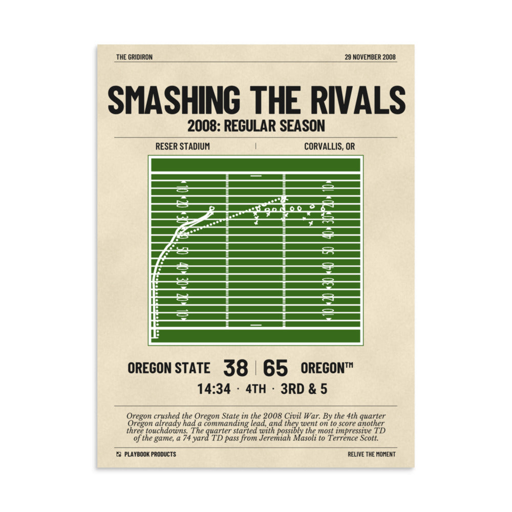 Greatest Oregon Football Plays Poster: Smashing the rivals (2008)